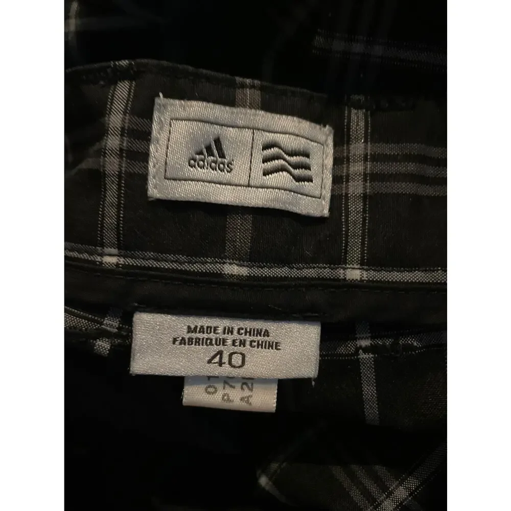 Adidas black white plaid shorts men's size 40 (inseam 11